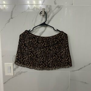 Leopard Print Mini Skirt - Brown/Black